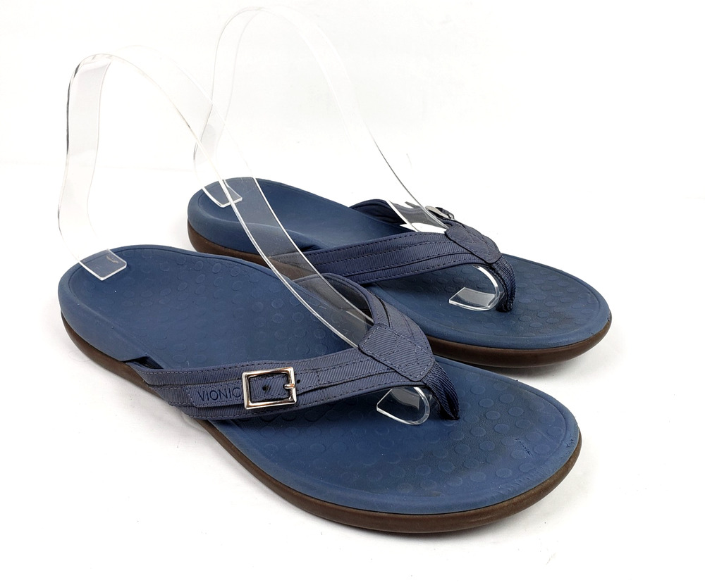 Vionic Womens Size 9.5 Blue Slip On Casual Orthotic Thong Flip Flop Sandals
